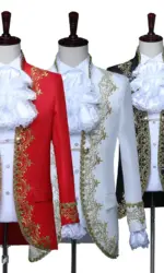 2025 Gold-encrusted Flowers Palace Prince Suits for Men Two-piece Suit, Studio Mens Dress Christmas King Performance Costumes