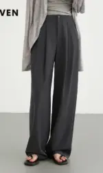 CHIC VEN Women Pants New Casual High Waisted Female Pleated Trousers Drooping Wide Leg Long Pant Office Lady Spring Summer 2025