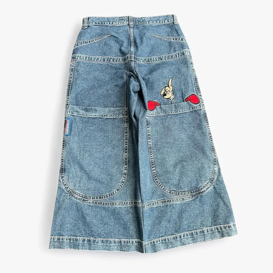 Y2k Harajuku Retro Washed High Quality Jeans Hip-Hop Vintage High Street Men Women Embroidered Gothic Loose Wide Legs Jeans - Image 2