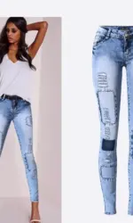 Summer Style Low Waist Sky Blue Patchwork Skinny Tights Women Pencil Jeans High Stretch Sexy Push Up Denim Women Fashion Jeans