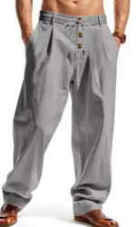 2026 Men's Autumn Cotton-Linen Casual Pants - Breathable, Loose-Fitting, Straight-Tail, Quick-Drying Linen Long Pants for Summer