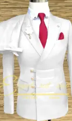 Formal Wedding Men Suits 2 Piece Jacket Pants Sets Double Breasted Male Clothing Costume