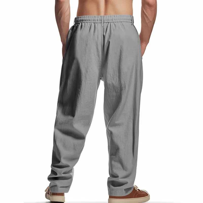 2026 Men's Autumn Cotton-Linen Casual Pants - Breathable, Loose-Fitting, Straight-Tail, Quick-Drying Linen Long Pants for Summer - Image 2