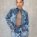 Streetwear Denim Skirt Outfit Set Sexy Women Elegant Two Pieces Jeans Club Matching Set Top+Mini Skirt