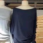 Navy Long Batwing Sleeve T-shirts Woman Sweet Slash Neck Cotton Tee Shirts Female Casual Simple All-match Tshirts Y2k Tops