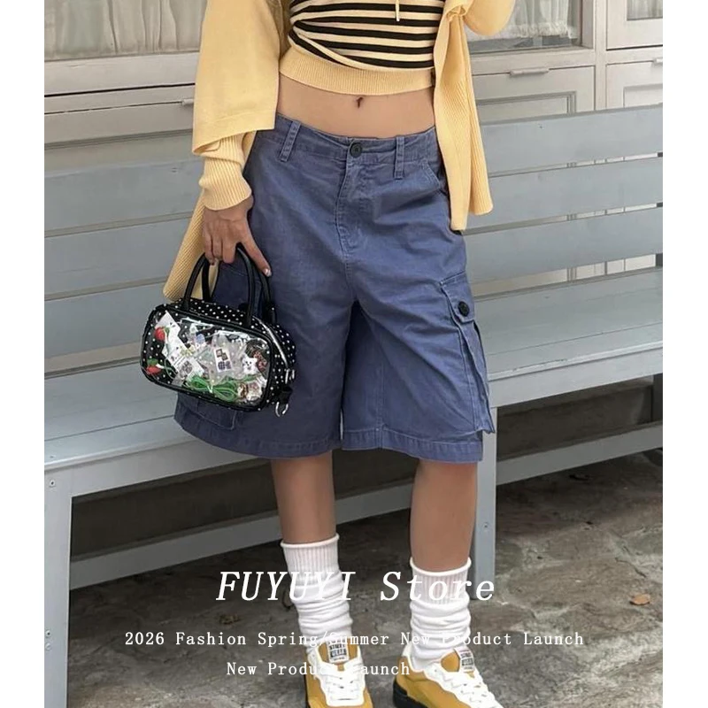 High Waist Casual Pants Women's Five-Quarter American Retro Workwear Loose Versatile High Waist 2026 Spring Summer - Image 3