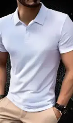 2025 Solid color polo shirt ultra-light men's quick-drying breathable sweat-wicking shirt suitable for fitness gym and running