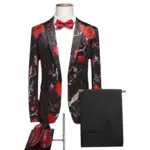 (Blazer + Pants) Fashion Men Wedding Suits 2piece Set Black Red Blue Male Business Social Party Tuxedo Dress Slim Fit Clothes