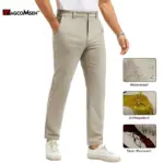 MAGCOMSEN Men's Waterproof Golf Pants Stretch Elastic Waist Oil & Stain Resistant Casual Business Trousers with Zipper Pockets