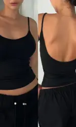 Women Backless Cami Crop Top Summer Solid Color Casual Sleeveless Top Streetwear Y2K Clothes