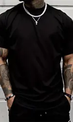 Men's T-shirt High Quality 100% Cotton Round Neck Short Sleeve Classic Black White Pure Color Tees Spring Summer Casual Cool Top