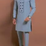 Men's Casual Long-Sleeved Two-Piece Set: Mid-Length Top and Trousers