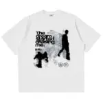 Men Tshirt Short Sleeve Shadow Print Y2k Top Tees Harajuku Streetwear Vintage Graphic Korean Aesthetic Clothing