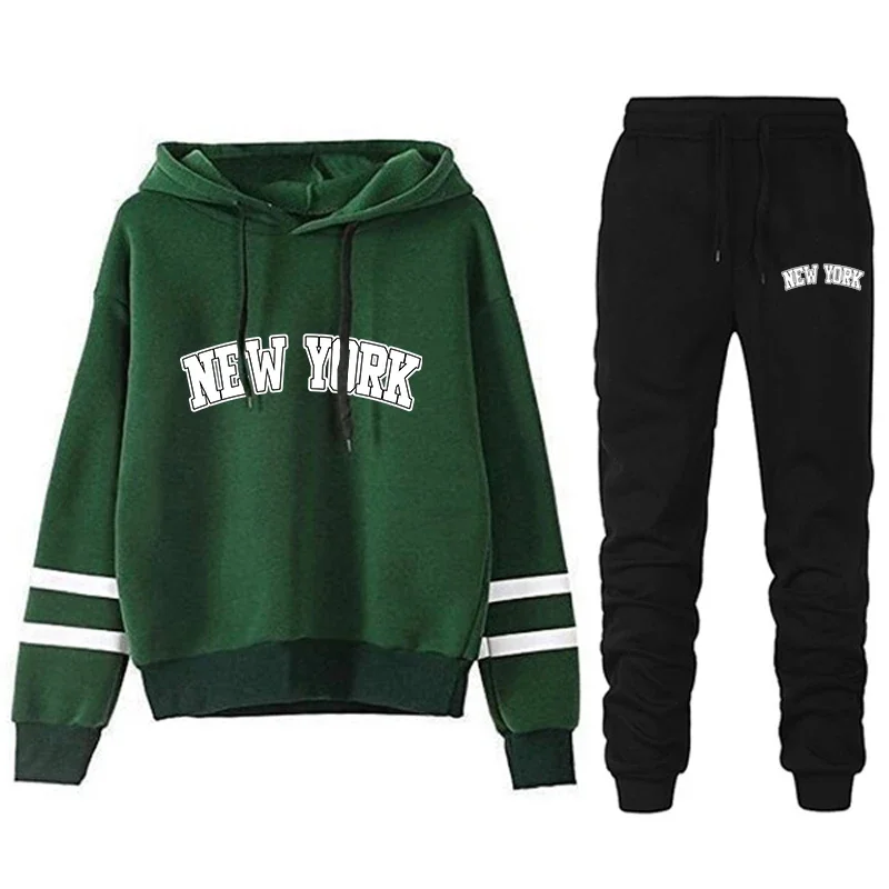 New York Womens Tracksuit or Pants or Suit Stripe Versatile Hooded Sweatshirt Simplicity Street Fashion Casual Outfits S-3XL2024 - Image 6