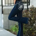 Jeans Women Long Pants Denim Pant Straight Trousers Elegant Splice Slim Fit Casual Simple Regular Solid Autumn Winter 2024