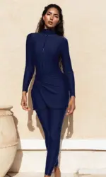 3PCS/Set Muslim Modest Burkini Swimwear Women Long Sleeves Swimsuit Islamic Bathing Suit Swim Hijab Pant, Quick Drying, UPF50+