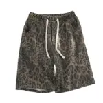 Men's leopard print shorts, summer thin high street drawstring casual pants, loose and versatile handsome pantskvv