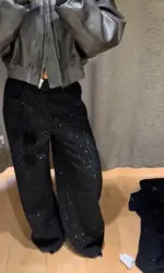 Fashion Sequin Women Jeans Y2k Casual Female Loose Wide Leg Trouser Pockets Button Chic Spring Pant Outdoor Streetwear 2026