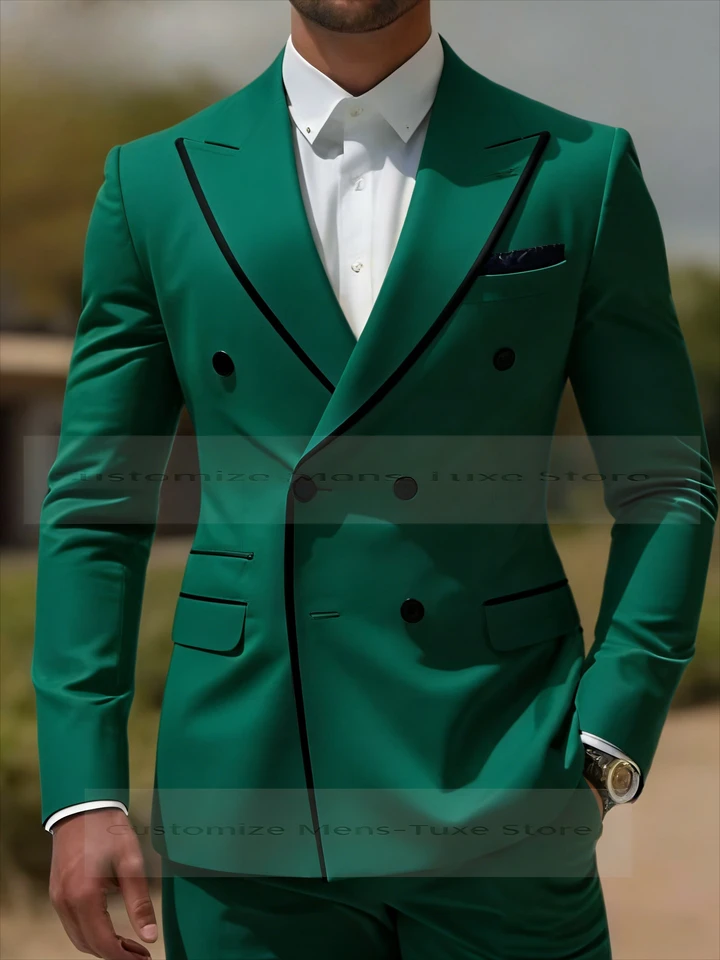 Black Collar Orange Male Business Men Suit Groom Groomsman Wedding Party Prom Formal Tuxedos 2 Piece Set Blazer Pants - Image 5