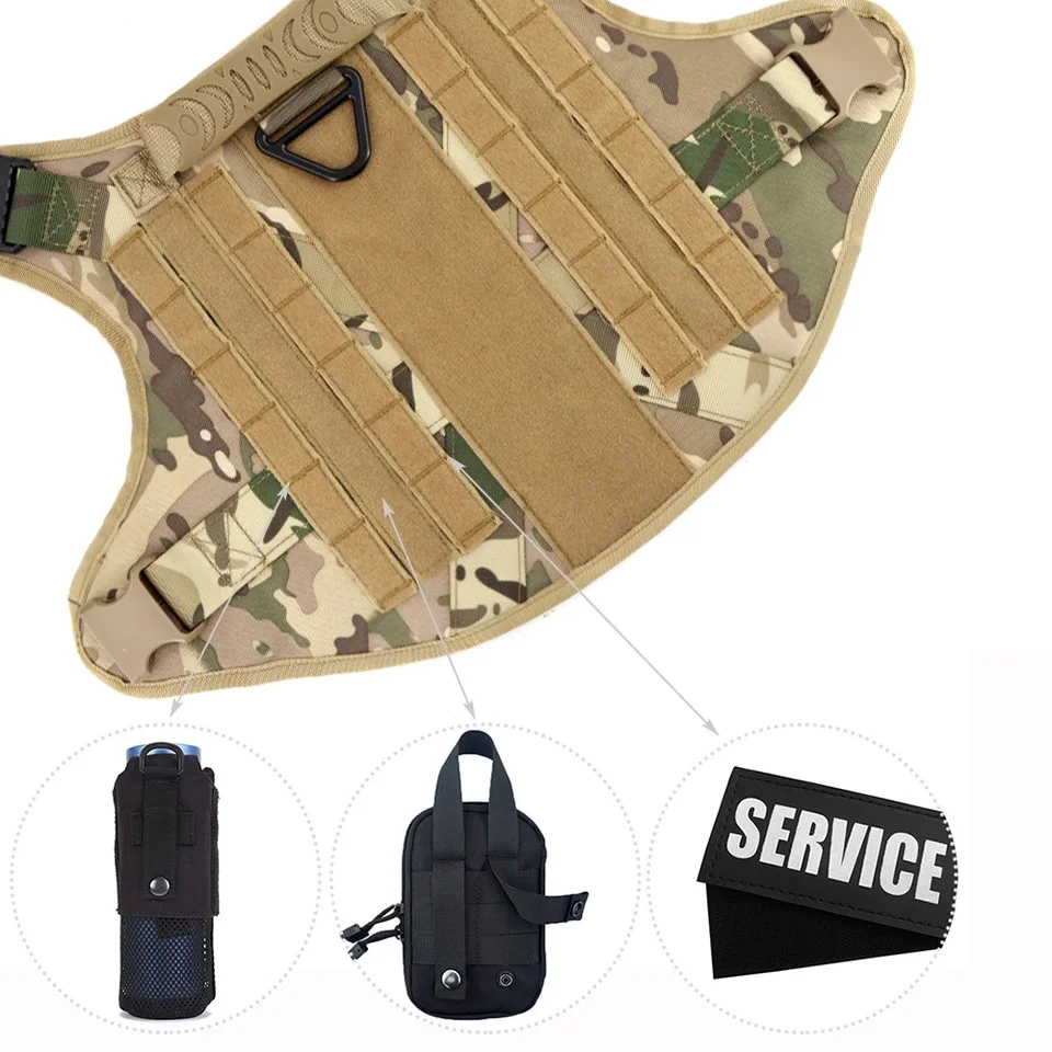 Dog Harness for Large Dogs Collar Leash Molle Pouch Military Harnesses French Bulldog Pet Tactical Training Vest Dog Accessories - Image 4