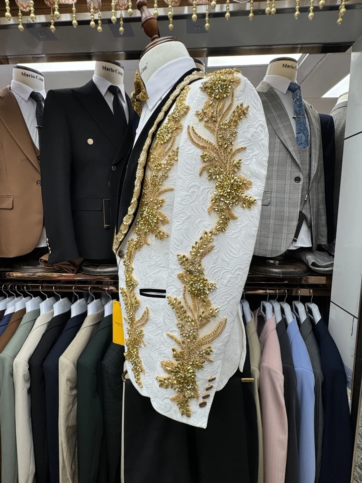 2026 New Jacquard Beaded Man Suit Set 3 Pieces Wedding Groom Sets Luxurious Shawl Lapel Men's Tuxedo Banquet Party Wear In Stock - Image 3