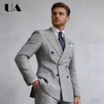 Retro Checkered Suit Set Including Jacket and Pants, Men's Formal Suit Double Breasted Jacket XXS-7XL Tuxedo Blazer Trousers