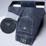 2024 Four Seasons Fashion Brand Straight Leg Jeans Men Business Casual Loose Stretch Long Pants Trousers