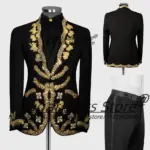 High-end Appliqued Men Suits Customized Slim Fit Shawl Lapel Groom Wedding Tuxedos 2 Pieces Sets Male Prom Blazers Ropa Hombre