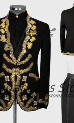High-end Appliqued Men Suits Customized Slim Fit Shawl Lapel Groom Wedding Tuxedos 2 Pieces Sets Male Prom Blazers Ropa Hombre