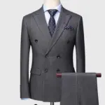 S-7XL ( Blazer + Pants ) Brand Striped Plaid Mens Formal Business Double-breasted and Single-button 2ps Set Groom Wedding Dress
