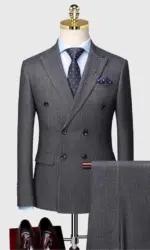 S-7XL ( Blazer + Pants ) Brand Striped Plaid Mens Formal Business Double-breasted and Single-button 2ps Set Groom Wedding Dress