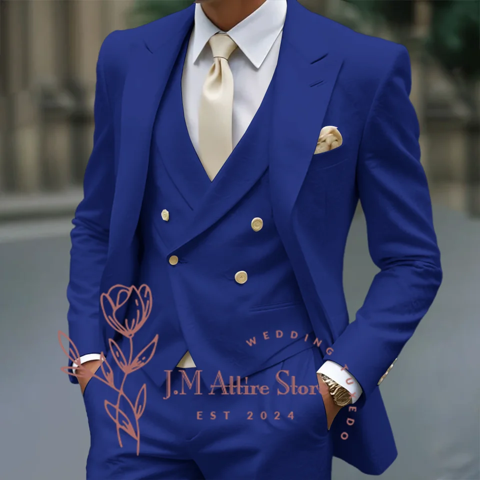 White Jacquard Men's Suit 3 Piece Jacket Vest Pants Formal Elegant Stylish Tailored Set for Wedding Cocktail Dinner Party Tuxedo - Image 3