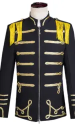 New Men European Court Style Wedding Party Luxurious Suit Jacket Fashion Singer Stage Performance Dress Blazer Slim Zipper Top