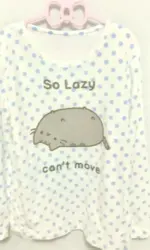 Japanese Polka Dot Cute Lazy Cat Print Loose T-shirt Aesthetics Kawaii Cartoon Tops Women's Sweet Harajuku Grunge Tees Y2k Tops