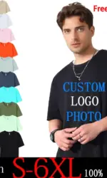 Free printing 180Gsm 100% Cotton Short Sleeve Tops Tee  Custom Order Choice Yourself Unisex O-Neck Men T-Shirt Plus Size S-6XL