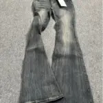 Summer High Waist Slim Black Grey Jeans American Style Vintage Long Pants Oversized Washed Denim Flare Pants Women Spring