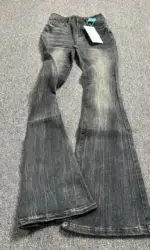 Summer High Waist Slim Black Grey Jeans American Style Vintage Long Pants Oversized Washed Denim Flare Pants Women Spring