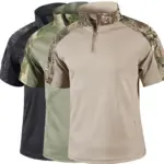 Camo Tactical Shirt Short Sleeve Quick Dry Combat T-Shirt Men's Camouflage Military Army T Shirt Outdoor Hunting Hiking Shirts