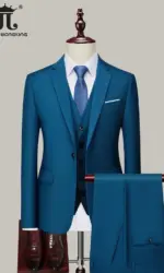 M-6XL ( Jacket+Vest+Pants ) Brand Solid Color Formal Office Business Men's Suit Groom Wedding Dress Party Male Casual Suits