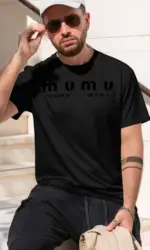 Miu wind short sve pure and est letter printing loose fashion fashion brand 2026 New Model Men’s Short-sleeve crewneck T-Shirt C