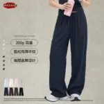 ZODF Fashion 2026 Spring Man 200gsm Straight Pants Unisex Oversized Basic Wide Leg Sport Trousers Brand Clothing HY1211
