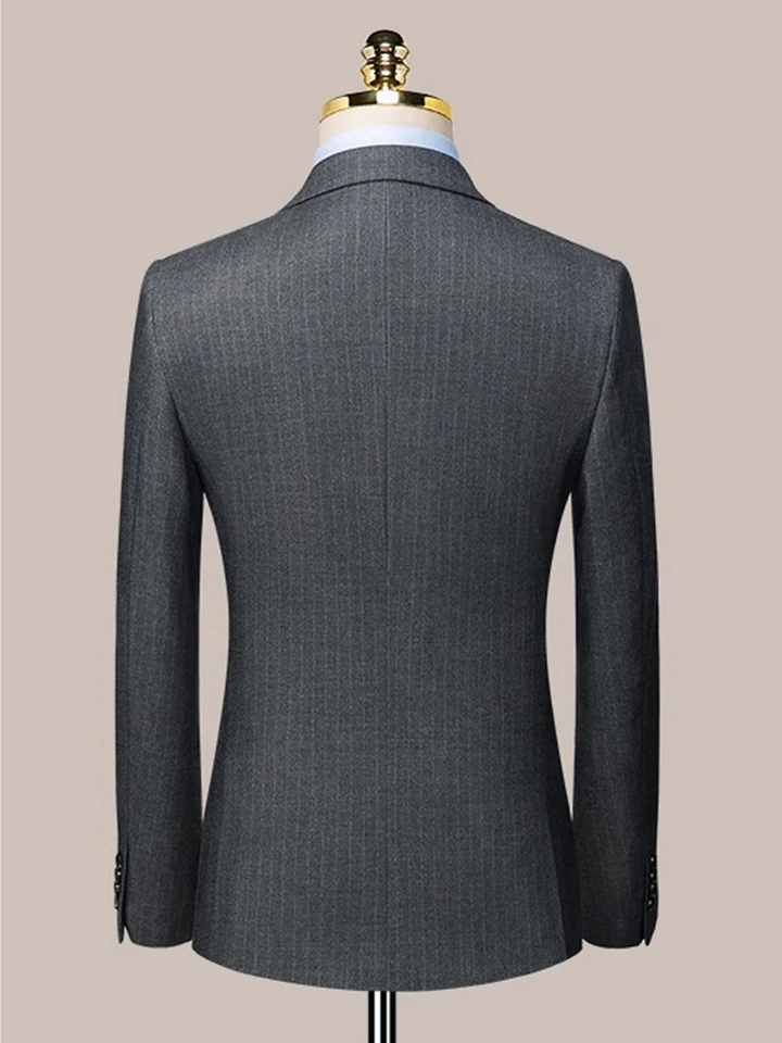 S-7XL ( Blazer + Pants ) Brand Striped Plaid Mens Formal Business Double-breasted and Single-button 2ps Set Groom Wedding Dress - Image 3