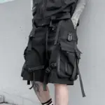 2023 Multi Pockets Street Punk Hip Hop Cargo Shorts Mens Tactical Techwear Knee Length Wide Leg Short Pants