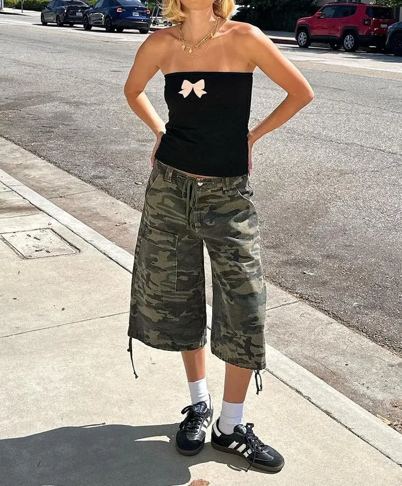 New Fashion Women Summer Cargo Shorts Casual Camouflage Print Loose Drawstring Short Pants For Club Streetwear S-XL - Image 4