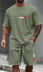 Men's Tracksuit 2 Piece O-neck Short Sleeve Shirt Shorts Set Men's Running Suit Plus Size T shirts Man Clothing Summer T-shirt