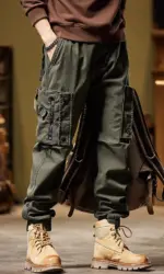 Multi-pockets Ribbons Bandage Tactical Techwear Cargo Pants Mens Harajuku Punk Hip Hop Joggers Pantalons Casual Streetwear