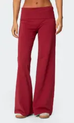 Casual Wide Leg Sweatpants for Women Fold Over Low Rise Flare Yoga Lounge Pants Back to School Clothes for Teen Girls Outfits