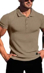 Men's running sports fitness wear summer high stretch vertical short-sleeved POLO shirt slim knit base shirt