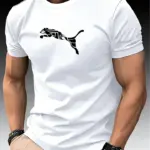 New Summer Luxury Men's Fashion Fox Leopard Print T-shirt Crewneck Casual Trend Y2K High-end High Quality Fitness Sports T-shirt