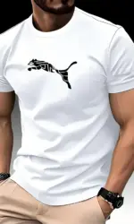 New Summer Luxury Men's Fashion Fox Leopard Print T-shirt Crewneck Casual Trend Y2K High-end High Quality Fitness Sports T-shirt